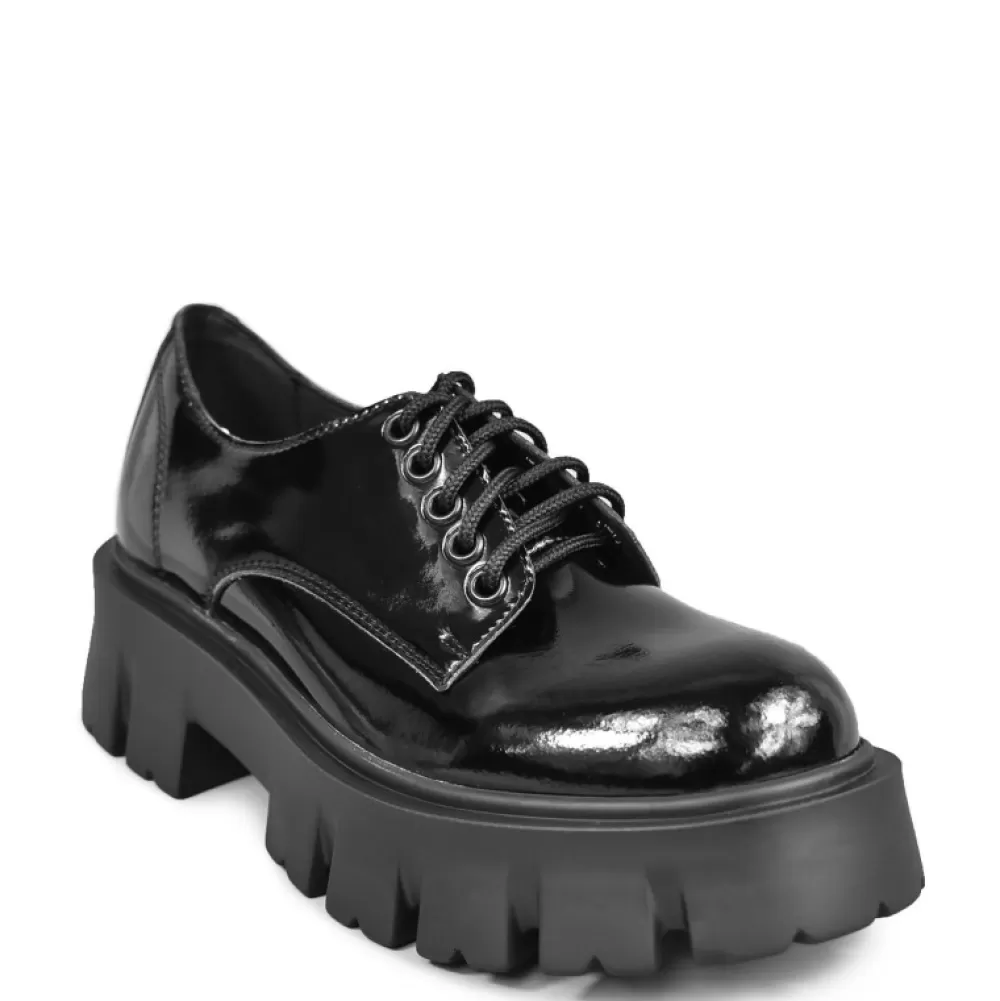 ALTERCORE Shoes< Deidra Vegan Black Patent Platform Shoes